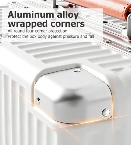 Image of feilario Super Large Aluminum Frame Checked Luggage, Removable Wheels | Zipperless access, PC shell, TSA lock, cup /phone holder and 126L capacity suit dorm moves, moving and long trips
