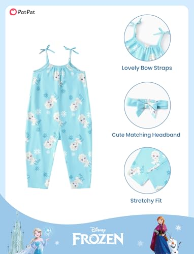 Image of Disney Frozen Elsa Princess Minnie Stitch Marie Girls Romper with Bow Tie Strap and Headband Cute Jumpsuit for Baby & Toddler