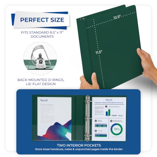 Image of Samsill Durable 1.5 inch 3 Ring Binder, D Ring Binder, 100% Recycled Chipboard, Green, 12 Pack