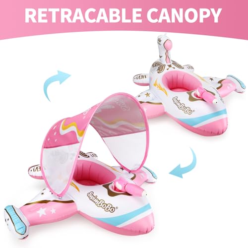 Swimbobo Toddler Float with Canopy & Sponge Seat (Pink Airplane Water Gun) by Swimbobo - Used condition - Image 4
