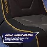 X-Rocker Shadow 2.0 Floor Rocker, Audio Console Gaming Chair - Headrest Speakers, Ergonomic Support, Folding Rocking Base, Wipe-Clean Faux Leather for Kids & Teens - Black & Gold - Image 4
