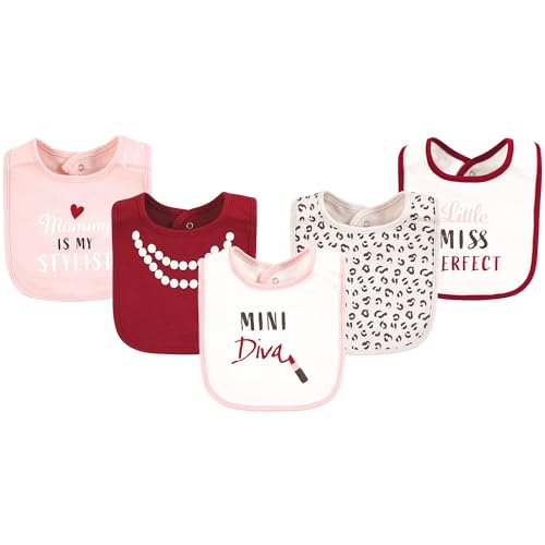 Image of Hudson Baby Infant Girl Cotton Bibs, Mini Diva, One Size