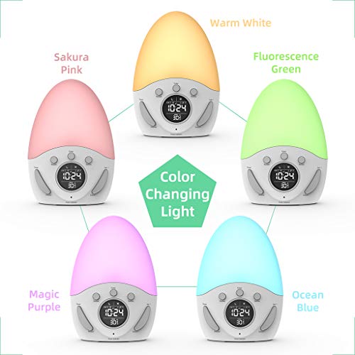 Kids Alarm Clock, Wake-up Light Clock with Sunrise Simulation, Sleep Training, Color Changing, Touch Night Light, Nursery Lamp, for Baby, Girls, Toddlers, Children