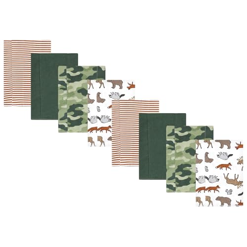 Image of Hudson Baby Cotton Poly Flannel Burp Cloths Multipack, Animal Adventure 8-Pack, One Size