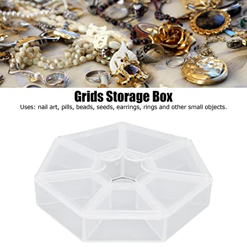 Image of Cyrank 4Pcs Clear Bead Storage Containers, 7 Compartment Round Jewelry Bead Storage Organizer Plastic Jewelry Boxes Display Containers