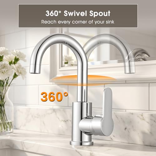Mitigeur d'évier de salle de bain chromé Hapilife au design en acier durable