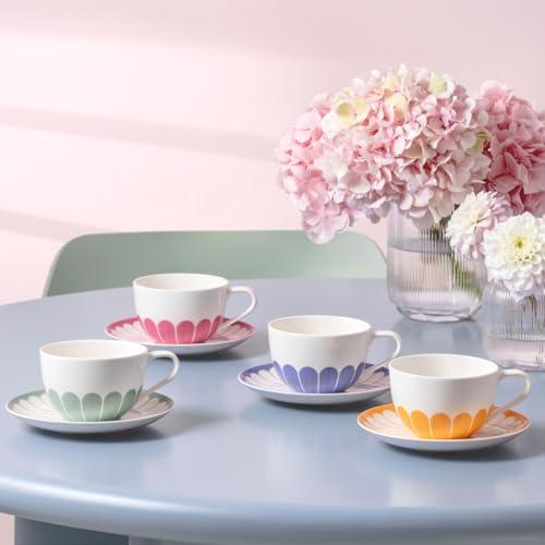 Tasse à café en porcelaine compatible lave-vaisselle Fleur