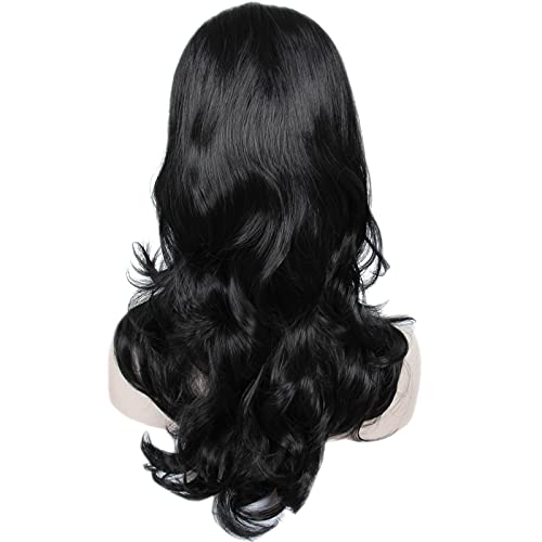 Image of Linfairy Long Wavy Black Wig Big Bouffant Beehive Wigs for Women fits 50s 80s Costume