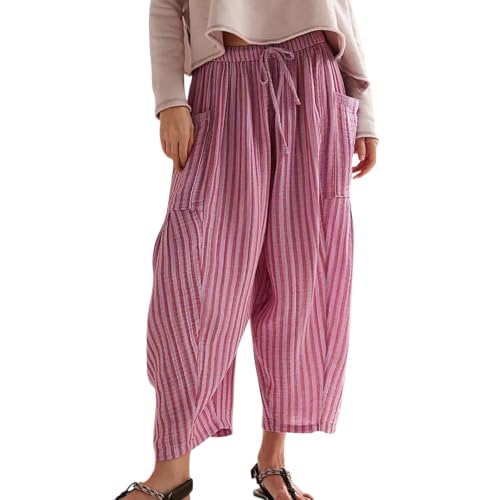 Pantalon sarouel plissé à taille haute pour un confort sans compression en été