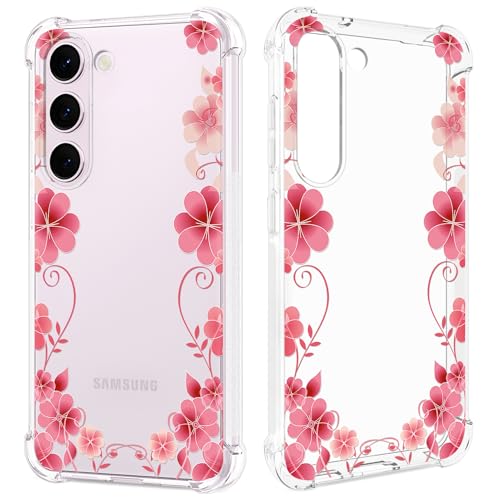 GREATRULY Floral Clear Case for Galaxy S23 for Women/Girls,Pretty Phone Cover for Samsung Galaxy S23,Flower Design Slim Soft Transparent Drop Proof TPU Protective Silicone Bumper Shell,FL-23 by GREATRULY - Used condition - US$7.08