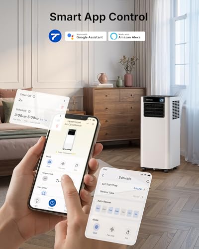 Image of 8,000 BTU Portable Air Conditioners with WIFI Enabled, Smart Air Conditioner Portable with APP /Voice /Remote Control, Portable AC unit with Cool, Fan, Dry, Sleep, 24H Timer, up to 350 Sq.ft.