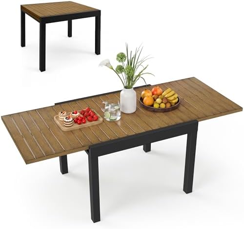 Expandable Patio Dining Table for 4-8 Person, Aluminum Extendable...