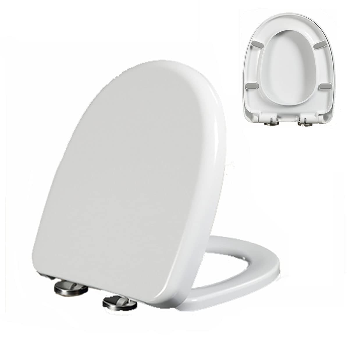 Toilet lid, Urea D-Shaped Toilet Seat Quiet Slow Close with Adjustable Hinge Quick Disassembly Never Loosen Easy Install Clean(02E)
