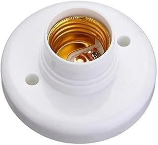 White E27 Round Plastic Screw Light Bulb Lamp Socket Holder, Light Sockets, White (1 Count)