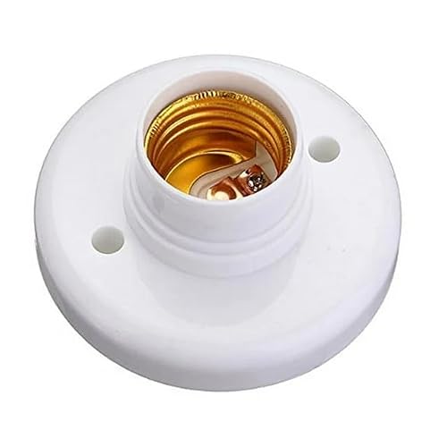 Wpppan White E27 Round Plastic Base Screw Light Bulb Lamp Socket Holder Electrical