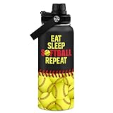 SANDJEST Softball Gift Water Bottle with Lid - 32oz Insulated Stainless Steel Sport Bottles - Softball Gift for Softball Players Fan