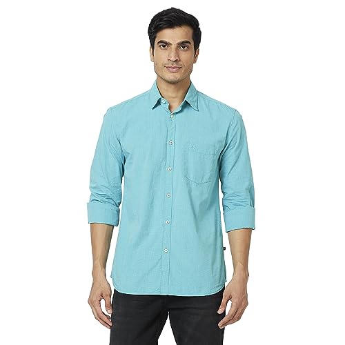 Image of Parx Men's Pure Cotton Solid Pattern Slim Fit Semi Cutaway Collar Full Sleeve Casual Shirt