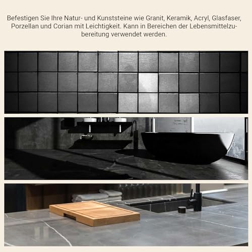 UBA Tuba Fliesenreparaturset Granit & dunkle Naturstein Reparatur-Set I Fliesen ausbessern & Arbeitsplatten mit Leichtigkeit in Minuten wiederherstellen | Für Quarz, Korian, Acryl, Fiberglas