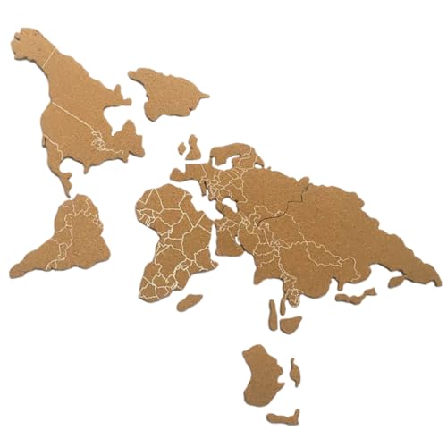 HOMSFOU Cork Board for Walls World Map Cork Board Self Adhesive Home Office Decorative