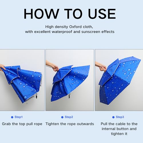 SUQ Faltbare Angels1chirm Regenschirmhut, Outdoor Hands Free Schirmmütze, Regenschirm-Hut, Regenschirm Hut klein Sonnenschirm Hut, Sonnenschutzkappe für Outdoor Aktivitäten, Wandern Strand (Schwarz)