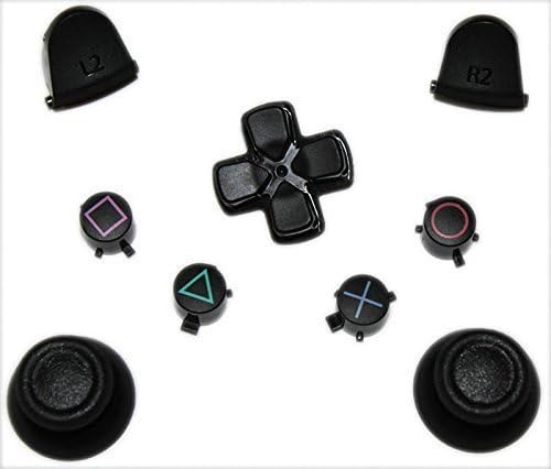 Vivi Audio® Black Full Sets Buttons For PS4 Dual Shock 4 Controller repair parts