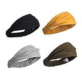 YANIBEST 4 Pack of Satin Lined Headbands for Women -Yoga Sports Adjustable Elastic Non Slip Sweat...