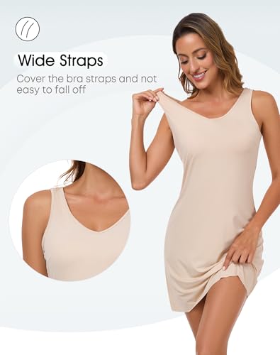 Image of MANCYFIT Full Slip for Women Slip Dress for Under Dress Seamless Hem Tank Top Underdress