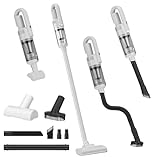 COCCKO Aspirapolvere Senza Fili, 6000Pa Aspirazione Scopa Elettrica Leggera e Portatile, 6 in 1 Scopa Elettrica Senza Fili Potente con Motore Brushless,LED, Filtro HEPA,per Casa e Auto (bianco-B)