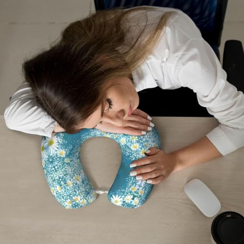 Almohada de viaje con diseño blanco y azul tamaño único miniatura 7
