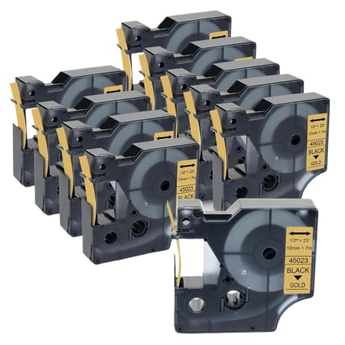 10pk 45013���x���e�[�v��D1�ƌ݊����̂��郉�x�����[�J�[��45013���f��12mm���œ��삵�܂�(Black on Gold)
