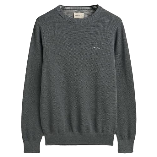 Sweater Homme GANT en Coton Piqué Col en C élégant et confortable