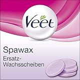 Lieferumfang: 6 x Veet Wachsscheiben zur Anwendung ohne Vliesstreifen / Nachfüll-Packung für das Veet Spawax Warmwachsgerät / Set aus 6 duftenden Haarentfernungswachs-Scheiben für Damen