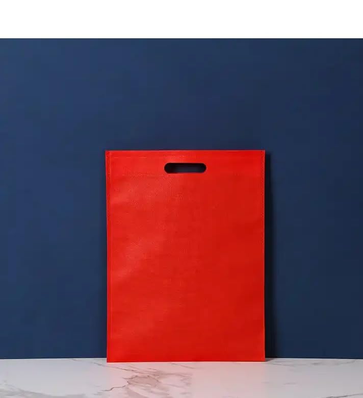 Image of V4L RED Color D-Cut Cloth Carry Bag, Handle Bag, Shopping Bag, Daily Use Bag, Gift Bag (13X18, Pack of 25)