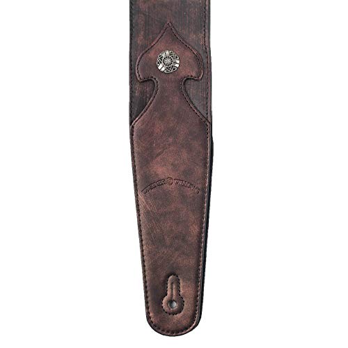 Walker & Williams Lip-05 Metallic Copper Leather Guitar Strap With Cross And Thorns Christian Tooling For Acoustic, Electric, And Bass Guitars #TOP3