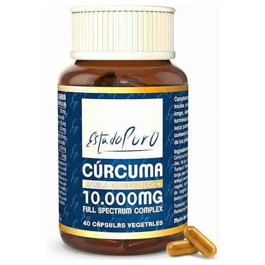 Cúrcuma Estado Puro 10000mg | 40 Cápsulas | Cúrcuma con Pimienta Negra de Máxima Concentración y Absorción | Antinflamatorio Natural | Tongil