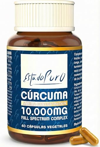Estado Puro Cúrcuma 40 Cápsulas | Con Pimienta Negra | Alta Potencia 10.000 mg | Full Spectrum Complex | Tongil