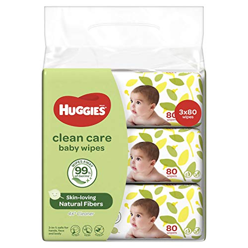 Huggies Clean Care Baby Wipes 80ct (Pack of 3)