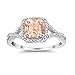 Blue Apple Co. Morganite CZ Size-6 Art Deco Ring 11mm Cushion Cut Halo CZ Split Shank Twisted Infinity Wedding Engagement Rings For Women 925 Sterling Silver Gifts For Her