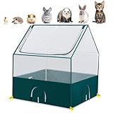 Chunful Small Animal Playpen Pet Cage Tent Chicken Brooder with Detachable Kitten Playpen Enclosed Waterproof Bottom Breathable Mesh Walls for Puppy Rabbits Indoor Outdoor(32 x 28 x 35 Inches)