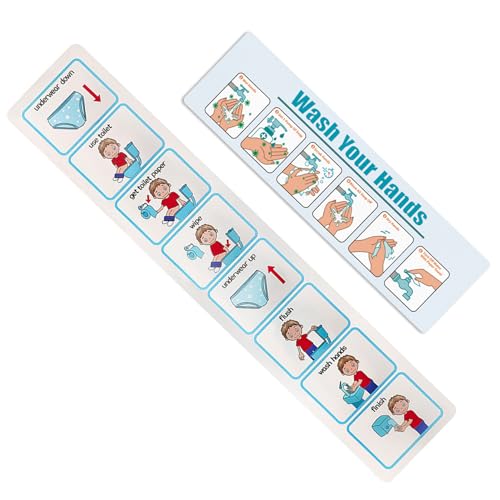 DAGLLGEW 2 Unidades de Tabla de Entrenamiento para IR al baño, ayudas visuales Paso a Paso, horario Visual Autoadhesivo para niños pequeños.