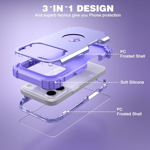 IDweel for iPhone 17 Pro Case with Screen Protector, 3 in 1 Shockproof Slim Fit Hybrid Heavy Duty Hard PC Cover Soft Silicone Bumper Full Body Anti-Fingerprint Case, Purple by IDweel - Used condition - Image 8