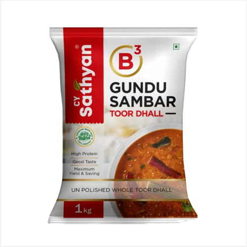 CY Sathyan Gundu Sambar / Unpolished Whole Dhal 1kg Pouch (Pack of 1)