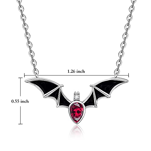 Halloween Bat Necklace Sterling Silver for Women Black Ruby Amethyst Sapphire Diamond Cubic Zirconia Choker Vampire Witch Ghost Vintage Gothic Festival Classic Witch Funny Cute Dainty Christmas Gift2