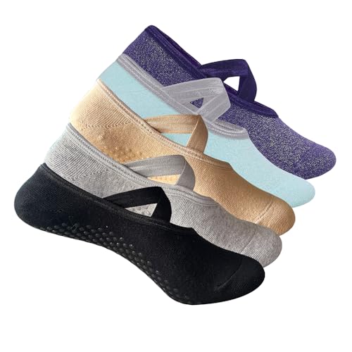 Image of Mint & Oak Pilates Socks with Grips for Women, Ankle Length Non-Slip Yoga Socks, Cotton Ideal For Yoga, Pilates, Gym, Workout, Cute Women's Gift