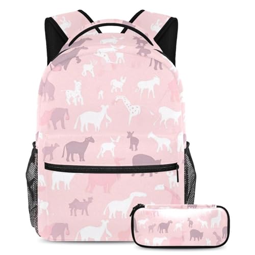Cartables pour enfants rose motif animal pour l'école et les sorties