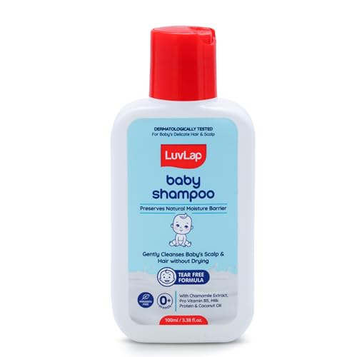 Image of LuvLap Milky Soft Baby Shampoo - 100ml, Tear Free Formula, with Milk Protein, Vitamin E & Coconut Oil, Shea Butter & Chamomile, Gentle Care for Baby's Soft Hair, No Paraben, Dermatologically Tested