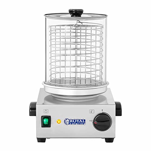 Foto von Royal Catering Hot Dog Maschine Gastro Hot-Dog Maker Professionell RCHW 800 (Leistung 800 Watt, Temperatur 0-110 °C, Zylinderhöhe 24 cm, max. Würstchenanzahl 40)