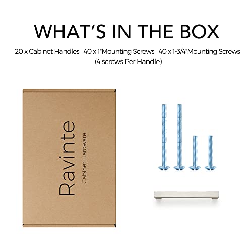 Image of Ravinte 20 Pack 4-1 /2 Inch Kitchen Square Cabinet Handles Satin Nickel Pulls Brushed Nickel Kitchen Cabinet Hardware Handles for Cupboard Drawer Pulls