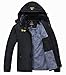 Rdruko Skijacke Herren Warme Winterjacke Gefüttert Verdickt Softshelljacke Wasserdicht Snowboardjacke Atmungsaktiv Funktionsjacke mit Abtrennbarer Kapuze(Schwarz, L)