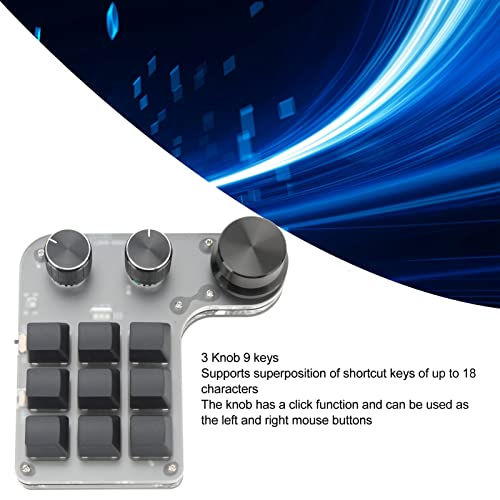 VBESTLIFE 9-Keys USB Mini Keypad, 9 Keys 3 Knob Programming Macro Pad DIY Shortcut Mechanical Gaming Keyboard with RGB Backlit, for Gaming Working - Image 3